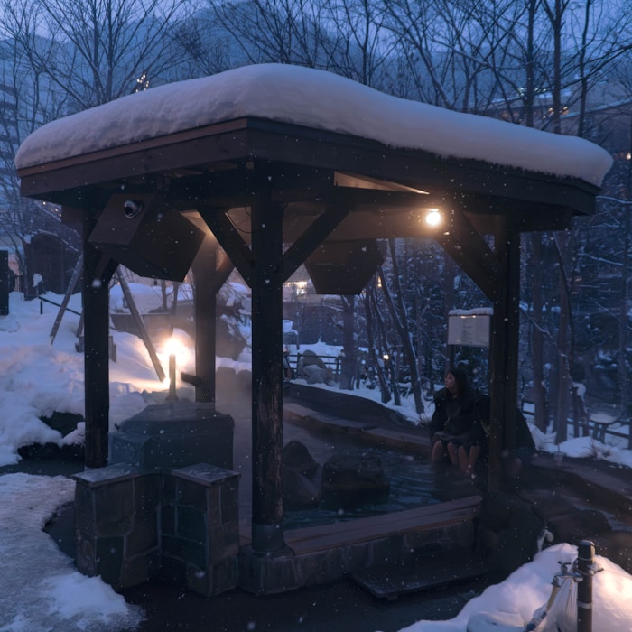 Outdoor onsen hot spring